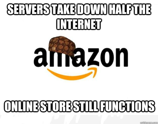 Servers take down half the internet online store still functions - Servers take down half the internet online store still functions  Scumbag Amazon