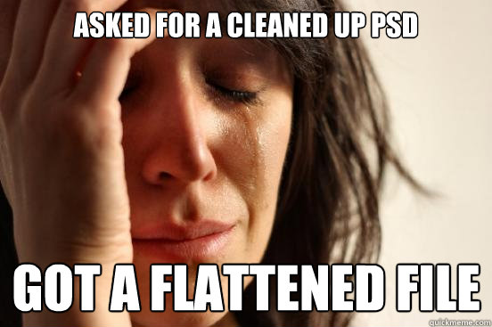 Asked for a cleaned up PSD Got a flattened file  First World Problems