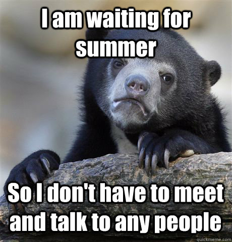 I am waiting for summer So I don't have to meet and talk to any people - I am waiting for summer So I don't have to meet and talk to any people  Confession Bear