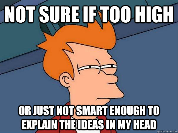 Not sure if too high Or just not smart enough to explain the ideas in my head  Futurama Fry