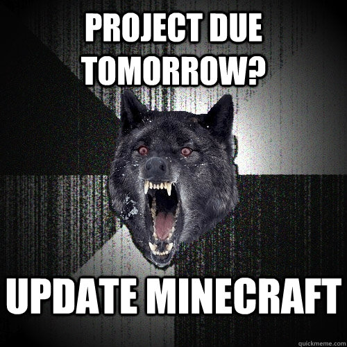 Project due tomorrow? Update Minecraft    Insanity Wolf
