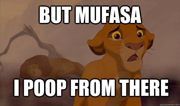 But mufasa I poop from there  