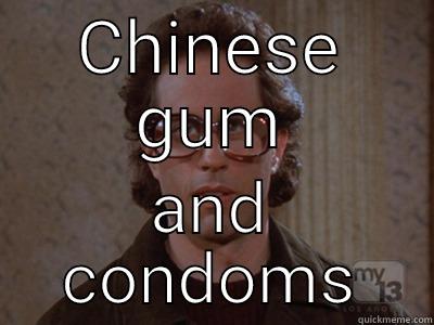 Seinfeld Chinese gum and condoms  - CHINESE GUM AND CONDOMS Hipster Seinfeld