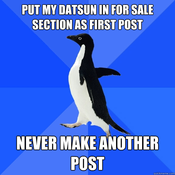 put my datsun in for sale section as first post never make another post  Socially Awkward Penguin