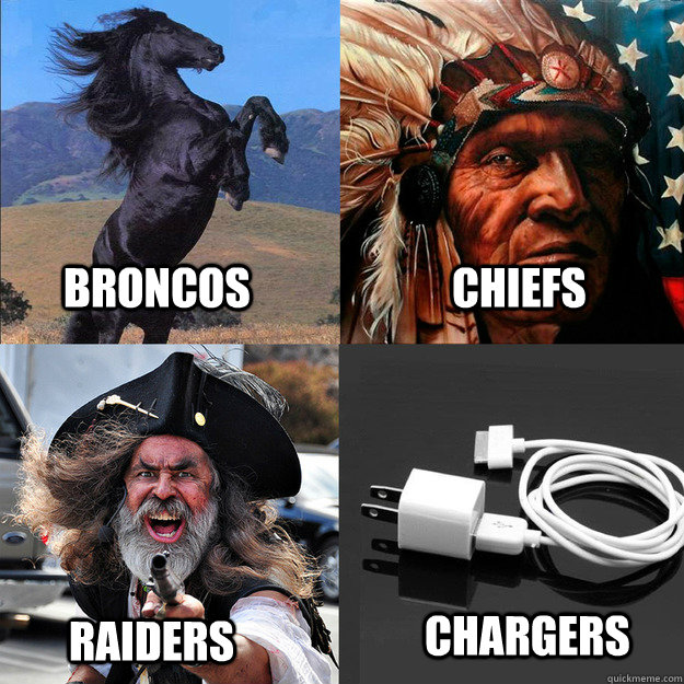 BRONCOS CHIEFS RAIDERS CHARGERS - AFC West - quickmeme.