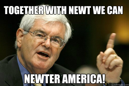 Together with Newt we can Newter America!  Thoughtful Newt