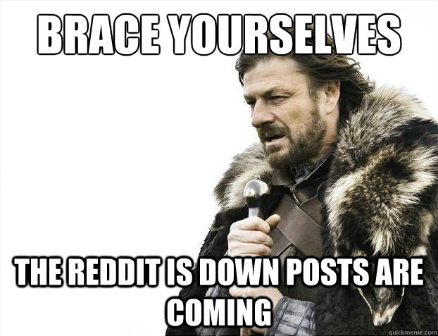 Brace yourselves The reddit is down posts are coming  Brace Yourselves - Borimir