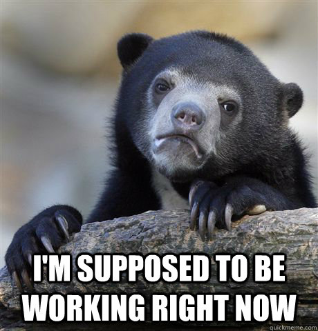  I'm supposed to be working right now  Confession Bear