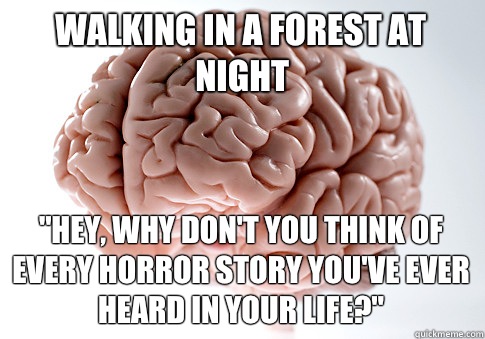 Walking in a forest at night 