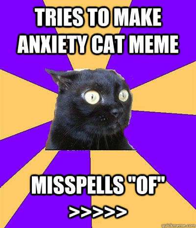 Tries to make anxiety cat meme misspells 
