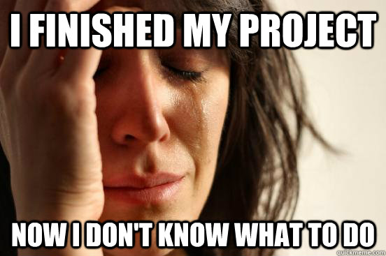 I finished my project now I don't know what to do  First World Problems