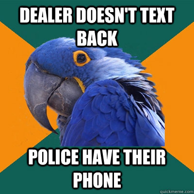 dealer doesn't text back police have their phone  Paranoid Parrot