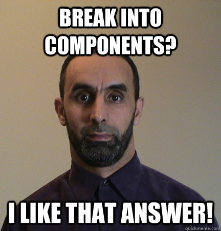 BREAK INTO COMPONENTS? I LIKE THAT ANSWER!  