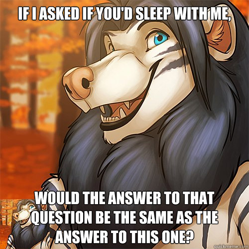 If I asked if you'd sleep with me, Would the answer to that question be the same as the answer to this one?  