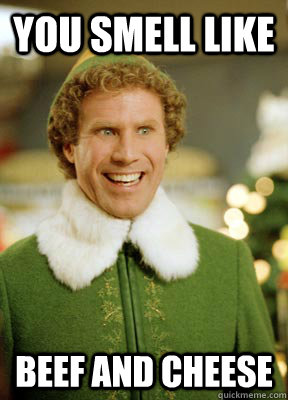 you smell like beef and cheese - you smell like beef and cheese  Buddy the Elf