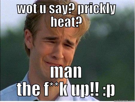 WOT U SAY? PRICKLY HEAT? MAN THE F**K UP!! :P 1990s Problems