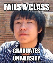fails a class Graduates university  - fails a class Graduates university   Typical Asian