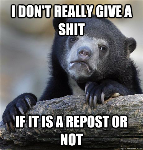i don't really give a shit if it is a repost or not  Confession Bear