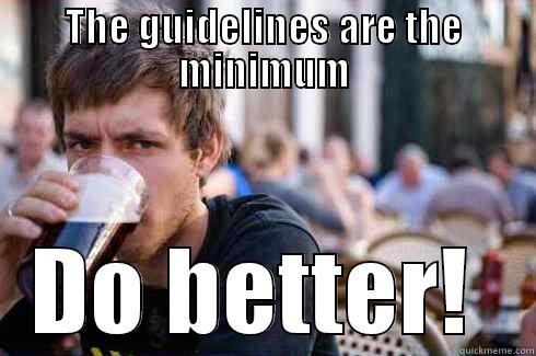 THE GUIDELINES ARE THE MINIMUM DO BETTER!  Lazy College Senior