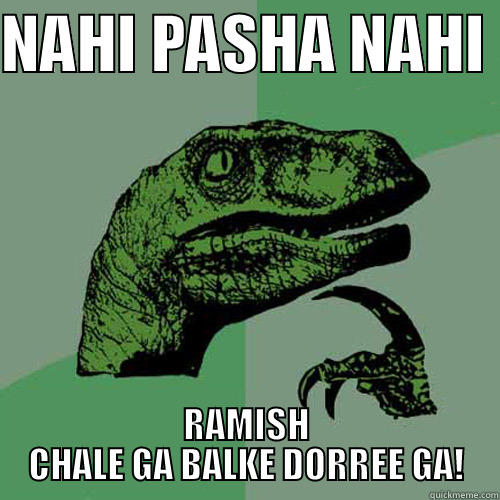 NAHI PASHA NAHI  RAMISH CHALE GA BALKE DORREE GA! Philosoraptor