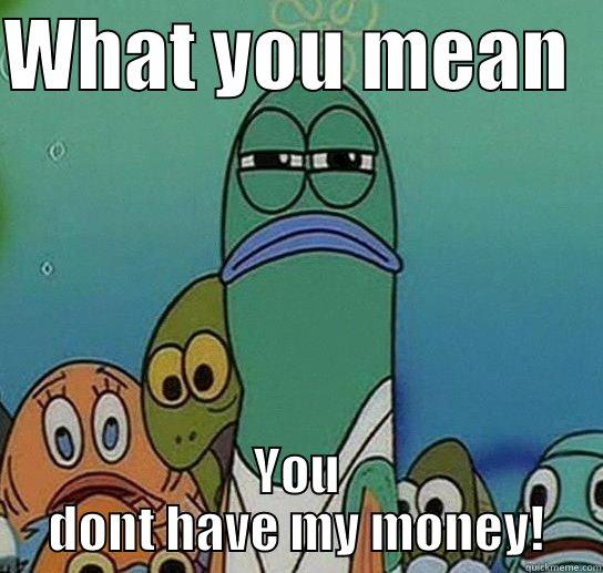 Where is my money - WHAT YOU MEAN   YOU DONT HAVE MY MONEY! Serious fish SpongeBob