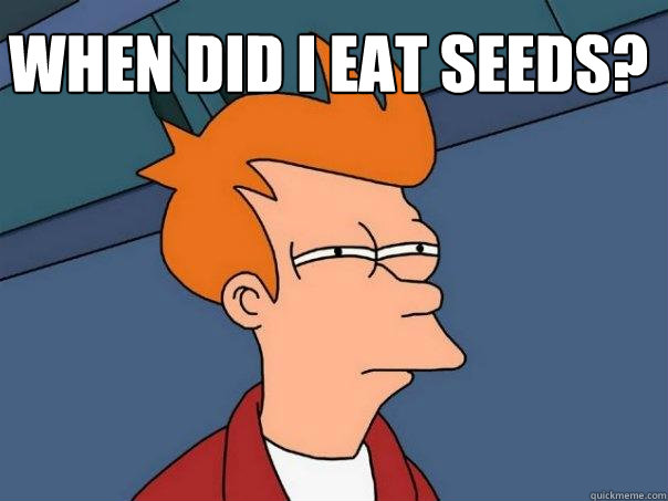 When did I eat seeds?   Futurama Fry