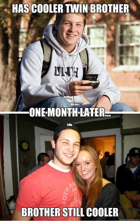 has cooler twin brother one month later... brother still cooler  1 month later