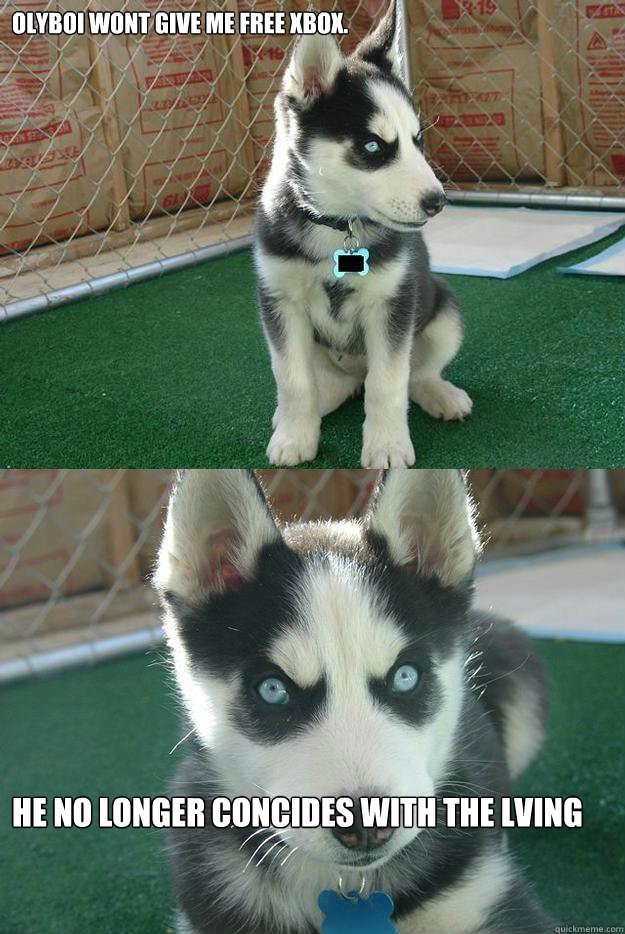 Olyboi wont give me free xbox. He no longer Concides with the lving  Insanity puppy