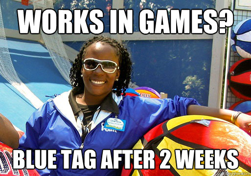 Works in games? blue tag after 2 weeks  Cedar Point employee