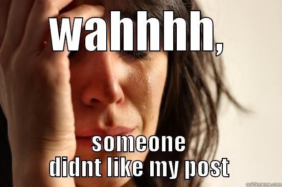 WAHHHH, SOMEONE DIDNT LIKE MY POST First World Problems