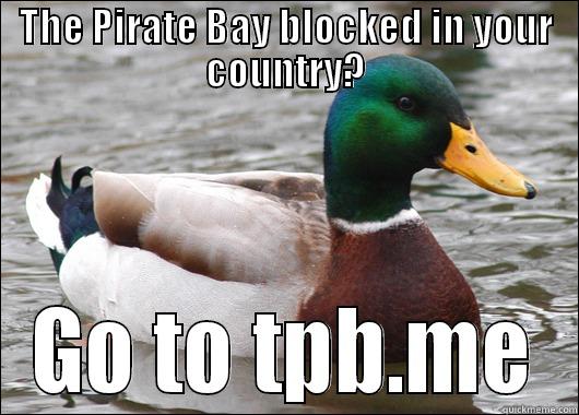 THE PIRATE BAY BLOCKED IN YOUR COUNTRY? GO TO TPB.ME Actual Advice Mallard