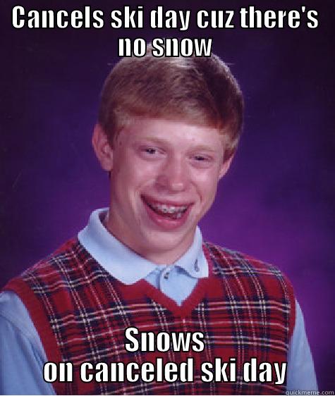 CANCELS SKI DAY CUZ THERE'S NO SNOW SNOWS ON CANCELED SKI DAY Bad Luck Brian