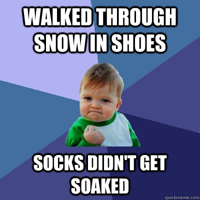 Walked through snow in shoes socks didn't get soaked  Success Kid