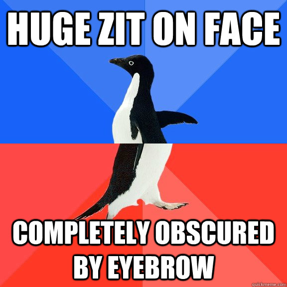 huge zit on face completely obscured by eyebrow  Socially Awkward Awesome Penguin