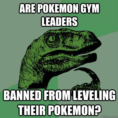 are pokemon gym leaders banned from leveling their pokemon?  Philosoraptor