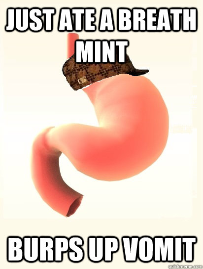 Just Ate a Breath mint Burps up vomit   Scumbag Stomach