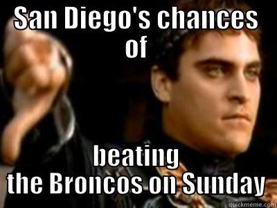 SAN DIEGO'S CHANCES OF BEATING THE BRONCOS ON SUNDAY Downvoting Roman