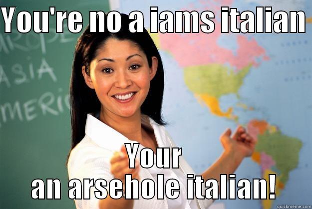 YOU'RE NO A IAMS ITALIAN  YOUR AN ARSEHOLE ITALIAN! Unhelpful High School Teacher