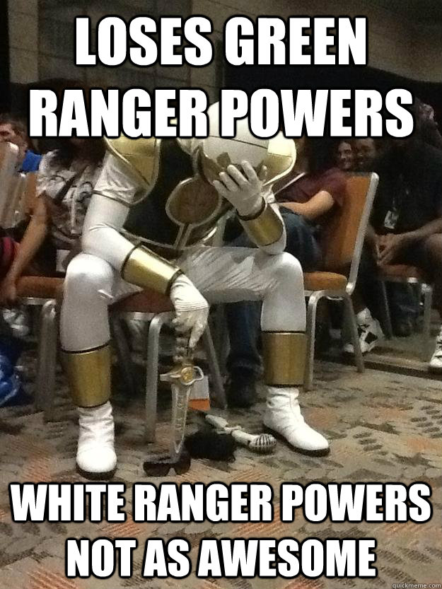 Loses Green Ranger powers White ranger powers not as awesome  Regretful Power Ranger
