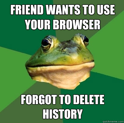 Friend wants to use your browser Forgot to delete history  Foul Bachelor Frog