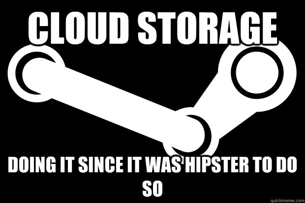Cloud Storage Doing it since it was hipster to do so  Good Guy Steam
