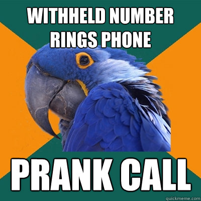 WITHHELD NUMBER RINGS PHONE PRANK CALL  Paranoid Parrot