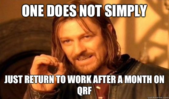 One Does Not Simply Just return to work after a month on QRF  Boromir