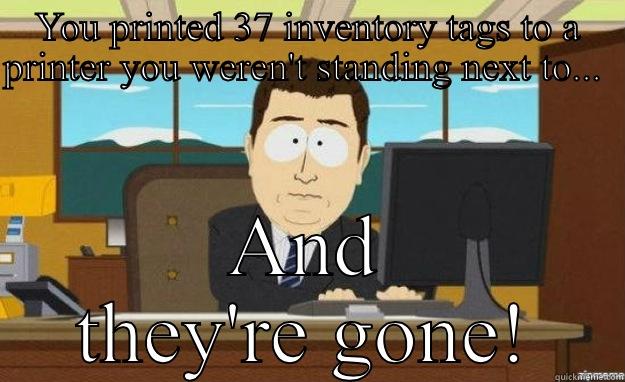 Home Depot Inventory - YOU PRINTED 37 INVENTORY TAGS TO A PRINTER YOU WEREN'T STANDING NEXT TO...       AND THEY'RE GONE! aaaand its gone
