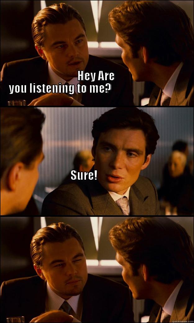 Talking with someone who's not listening -     HEY ARE YOU LISTENING TO ME?                                                                                                                                                                                                                                    Inception