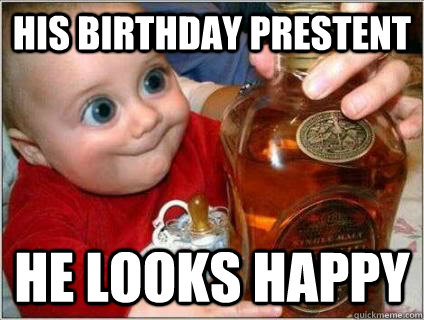 his birthday prestent he looks happy - his birthday prestent he looks happy  beer birthday present