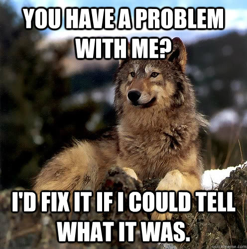 You have a problem with me? I'd fix it if I could tell what it was.  Aspie Wolf