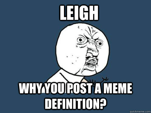 Leigh Why you post a meme definition? - Leigh Why you post a meme definition?  Y U No