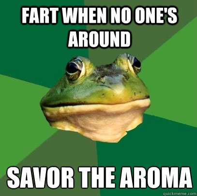 fart when no one's around savor the aroma  Foul Bachelor Frog