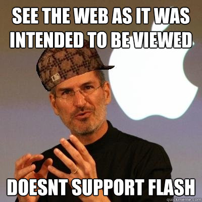 see the web as it was intended to be viewed doesnt support flash  Scumbag Steve Jobs